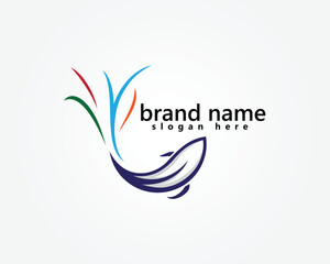 Obraz premium creative fish logo abstract fish with colorful branched tail logo design inspiration