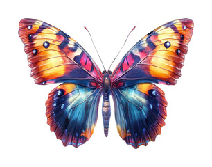 Fototapeta premium Vibrant butterfly display nature artistic colors isolated on transparent background, png