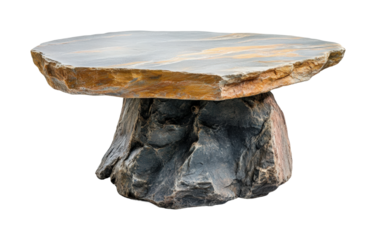 Natural stone table design modern home furniture aesthetic isolated on transparent background, png