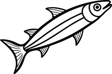 Anchovy fish Line art Design with white background