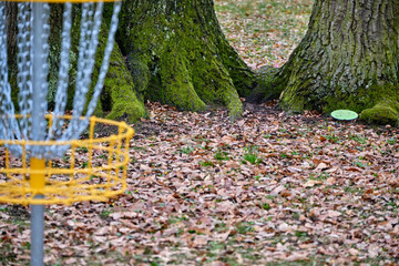 Disc golf basket with final shot disc