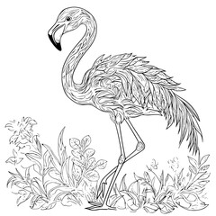 Flamingo coloring book vector design, Flamingo vector graphic