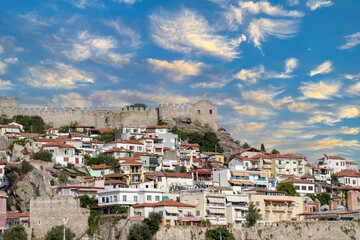 Obraz premium Aesthetic View of the Kavala Fortress, Greece, Under a Beautiful Sky