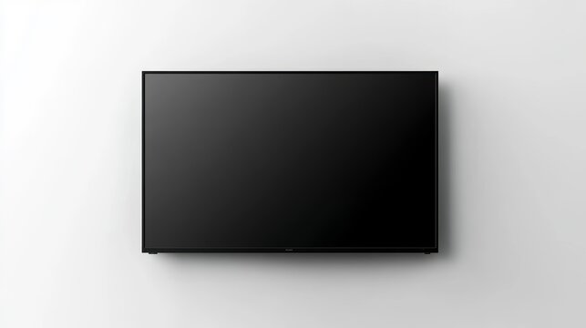 Flat screen TV mounted on a white wall.