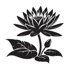 water lily silhouette vector style with a white background_traced