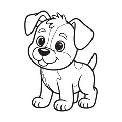 Smiling Dog Coloring Page, Happy Puppy Drawing