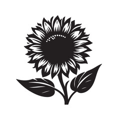 sunflower silhouette vector style with a white background (7)_traced