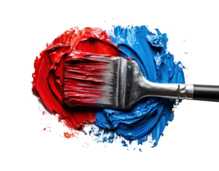 Action with brush bright colors isolated on transparent background, png