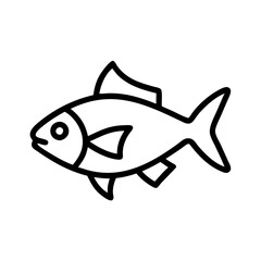 black skirt tetra fish vector icon, simple black outline line icon of black skirt tetra fish, aquarium fish vector line art icon