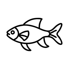 bolivian ram fish vector icon, simple black outline line icon of bolivian ram fish, aquarium fish vector line art icon
