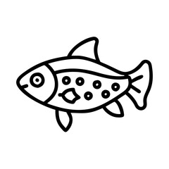 celestial pearl danio fish vector icon, simple black outline line icon of celestial pearl danio fish, aquarium fish vector line art icon