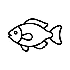 dwarf cichlid fish vector icon, simple black outline line icon of dwarf cichlid fish, aquarium fish vector line art icon