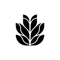 Modern Minimalist Black Leaf Logo on Cream Background