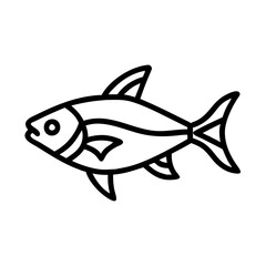 ember tetra fish vector icon, simple black outline line icon of ember tetra fish, aquarium fish vector line art icon