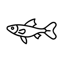 endler s livebearer fish vector icon, simple black outline line icon of endler s livebearer fish, aquarium fish vector line art icon