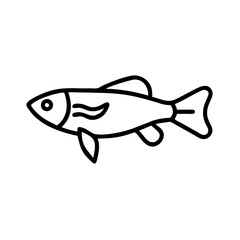 endler s livebearer fish vector icon, simple black outline line icon of endler s livebearer fish, aquarium fish vector line art icon