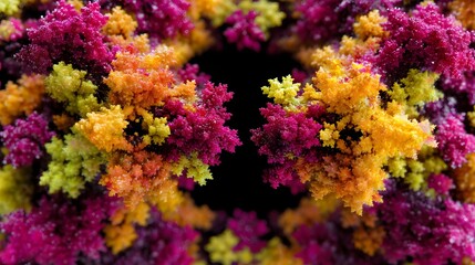 Obraz premium A mesmerizing macro shot reveals a vibrant array of colorful crystals, arranged in a dynamic, eye-catching pattern with a rich texture. 