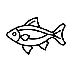 goldfish vector icon, simple black outline line icon of goldfish, aquarium fish vector line art icon