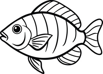 Parrot Fish Line art Design with white background