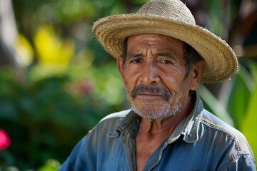 Fototapeta premium Portrait of a middle aged Mexican male gardener