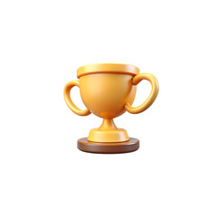 Shiny Golden 3D Trophy Cup Icon - Award Symbol for Success, Victory, and Achievement in Sports and Business