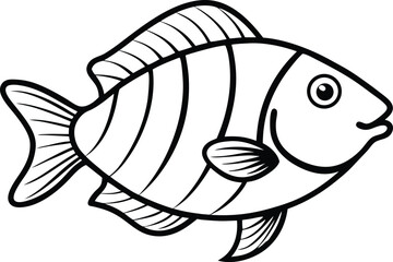 Parrot Fish Line art Design with white background