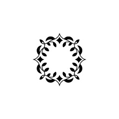 Elegant Floral Wreath Design - Black on White, Minimalist, Decorative