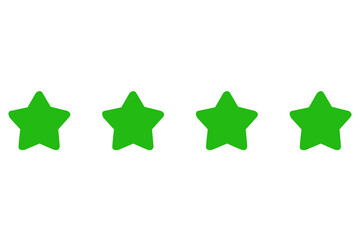green four stars rating on white background