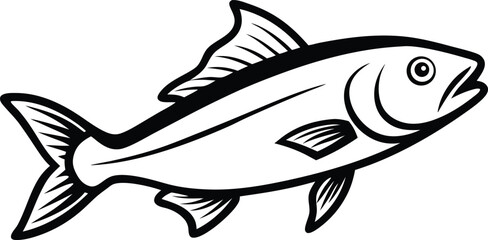 Haddock Fish Line art Design with white background