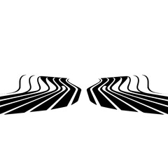 Obraz premium Abstract Black & White Wavy Lines, Perspective Illustration