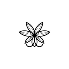 Minimalist Floral Icon: Geometric Black and White Design