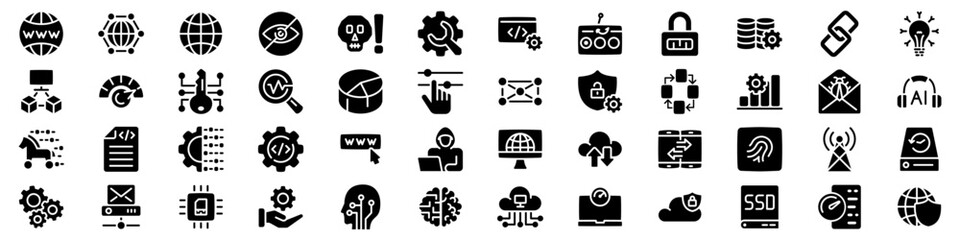 Obraz premium Technology and Internet Icon set. Silhouette style.