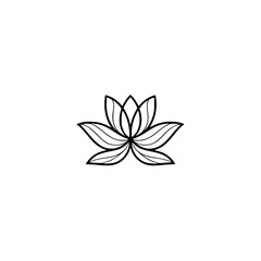 Minimalist Lotus Flower Outline Illustration on White Background