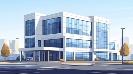 Obraz premium Modern office building city skyline parking lot