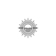 Minimalist Sun Logo with Geometric Lines, Modern Aesthetic, Design Element