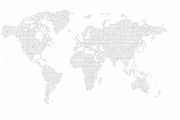 Fototapeta premium Simple Pointillist Style World Map Illustration in Black and White