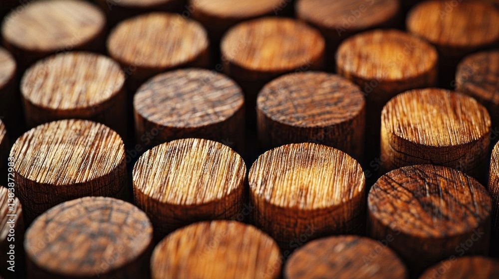 Poster warm hues of polished wood create a mesmerizing tapestry of circles, showcasing craftsmanship and na