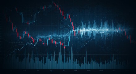 Market Rhythm: Abstract Sound Waves of Prices - Financial market dynamics, visualized as sound waves. Symbolizes investment, risk, volatility, profit, and loss