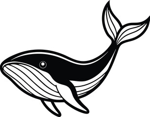 Blue Whale Line art Design with white background