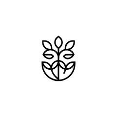 Minimalist Plant Logo - Black and White, Clean Design, Nature Symbol