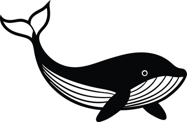 Blue Whale Line art Design with white background