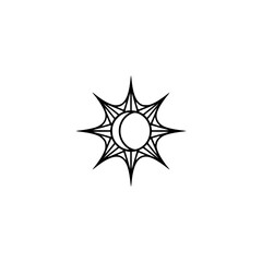 Black Line Art Sun & Moon Symbol, Modern Minimalist Design