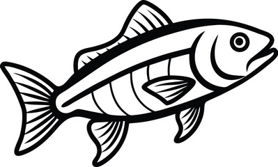 Buffer Fish Line art Design with white background