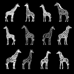 Obraz premium Collection of Giraffes mandala vector design, Giraffes vector illustration