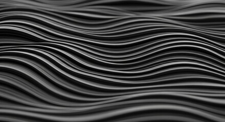 Monochrome Wave Abstract: Fluid Minimalist Design - Abstract grayscale artwork depicting flowing waves, symbolizing movement, fluidity, elegance, harmony, and serenity