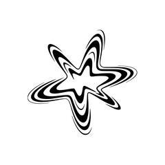 Abstract Star: Wavy Black and White Graphic on Gradient Background