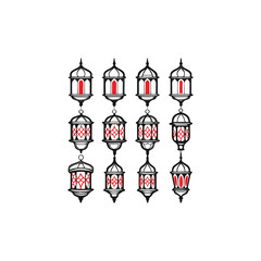 collection of fifteen ornate Ramadan lanterns