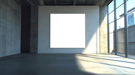 Blank white poster in modern office interior