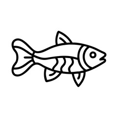 kribensis fish vector icon, simple black outline line icon of kribensis fish, aquarium fish vector line art icon