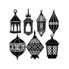 collection of fifteen ornate Ramadan lanterns